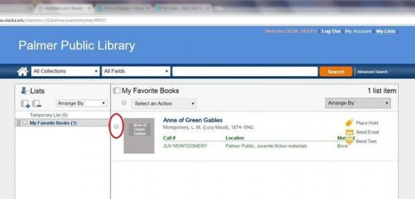 check box next to book title circled in red